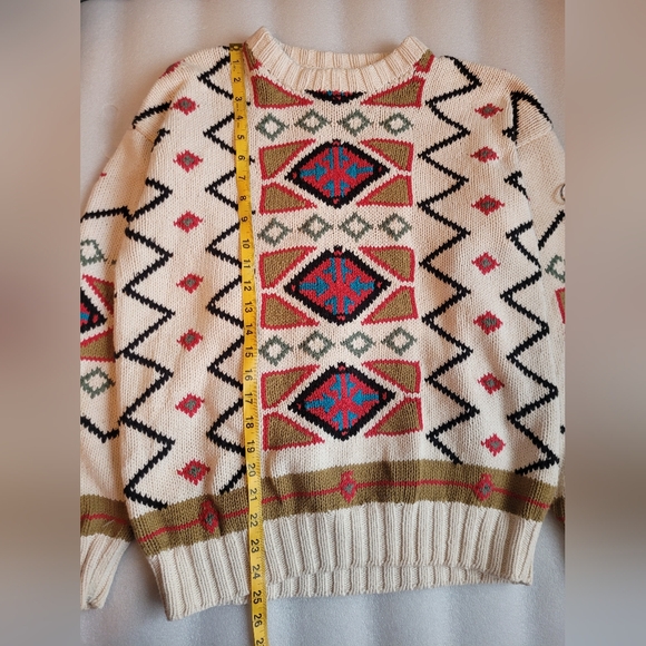 Vintage Navajo Pattern Men's Cotton Crew Neck Sweater Medium - Picture 10 of 11